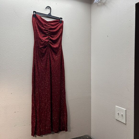 VTG Jessica McClintock Gunne Sax Red Glitter Sparkles Floor Length Dress Size 8 - Picture 1 of 11